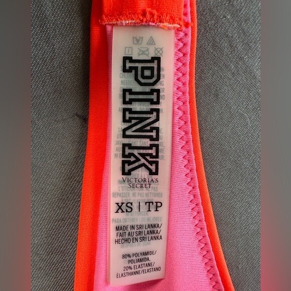 Victoria's Secret PINK Color Block Neon Wrap Around Push Up Bikini Top NWT XS - Picture 4 of 5